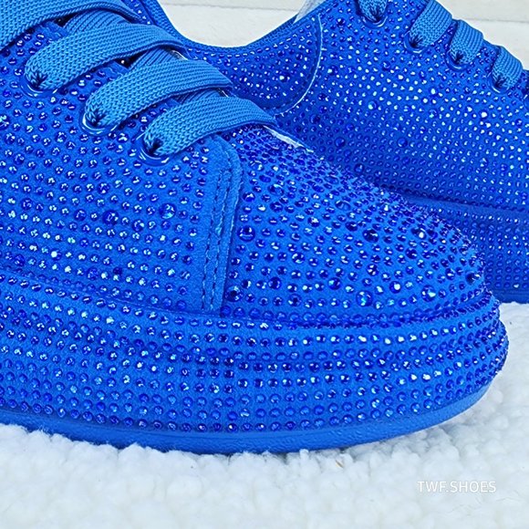 Dazzle Cush Blue Rhinestone Platform Sneakers Tennis Shoes - Picture 7 of 7